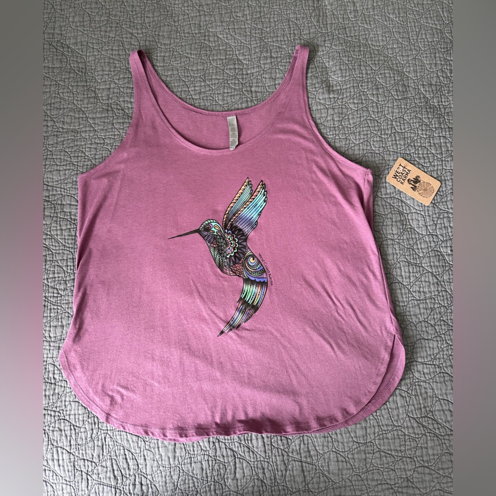 West Coast Karma Hummingbird Graphic Tank Top XL